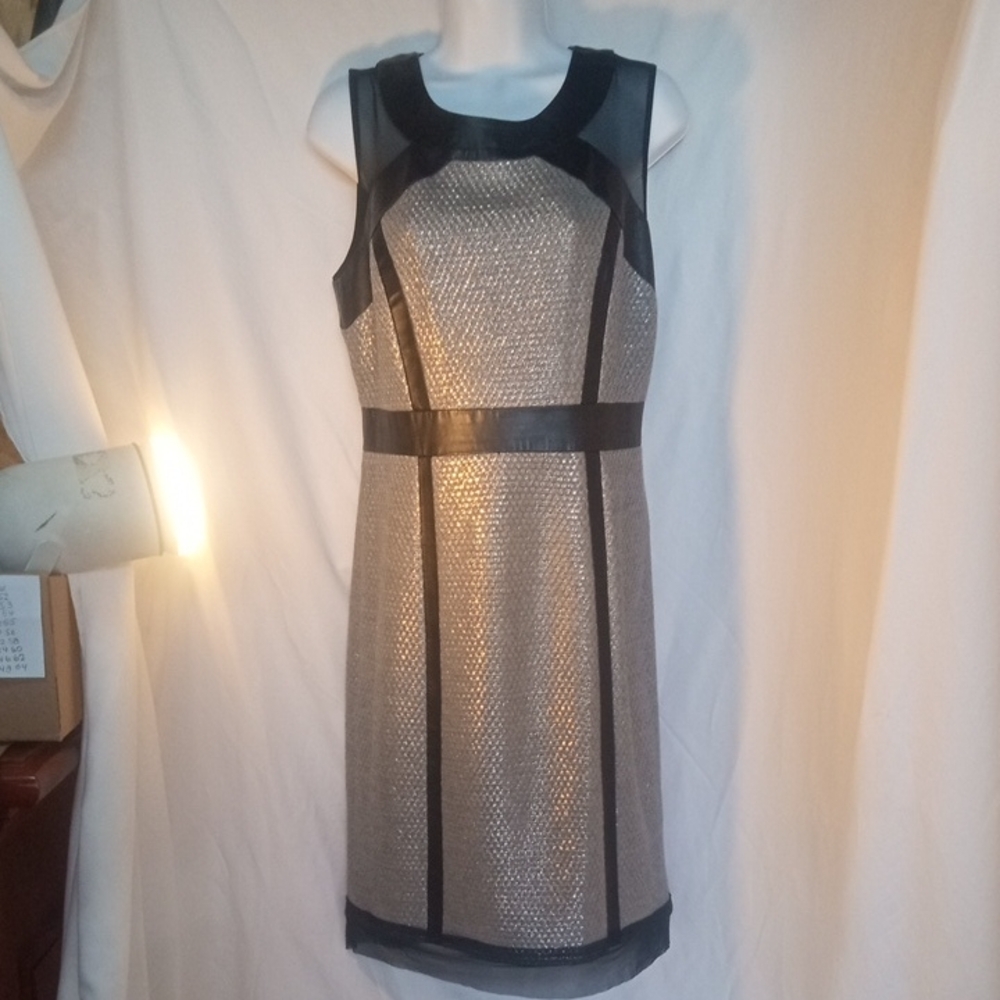 Milly Elegant Goth Black and Silver Sheath Dress, Size 6